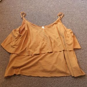 Mustard ruffle tank top